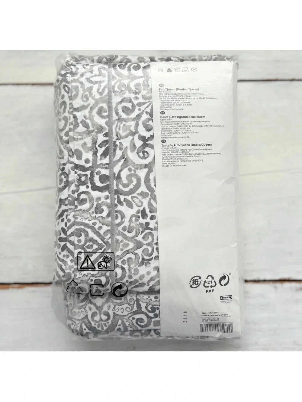 IKEA Black and White Floral Duvet Cover with Blush Accents